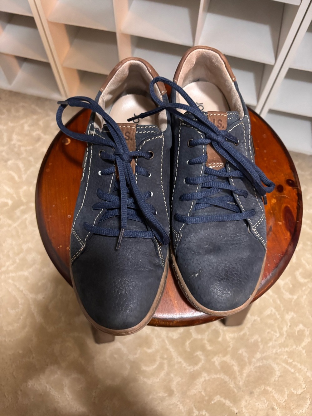 Josef Seibel Navy and Brown Leather Sneakers